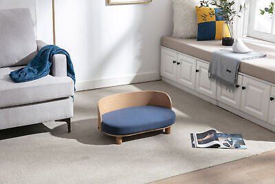 Scandinavian style Elevated Dog Bed Pet Sofa With Solid Wood legs and Bent Back,